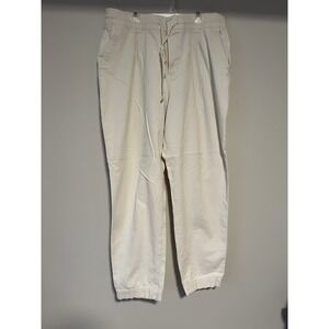 Gap Women's Cream Ribbed Joggers With Elastic Waistband Size US 14 Tall